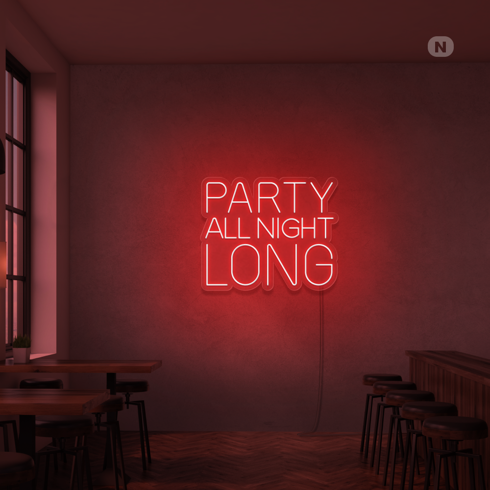 Neonskylt Party All Night Long