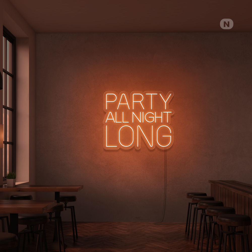 Neonskylt Party All Night Long