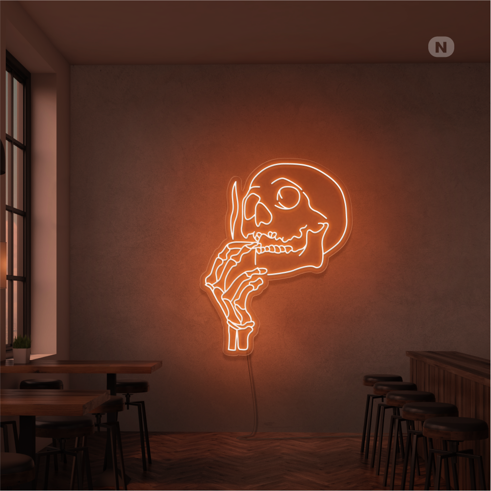 Neonskylt Rökning Dödskalle Huvud