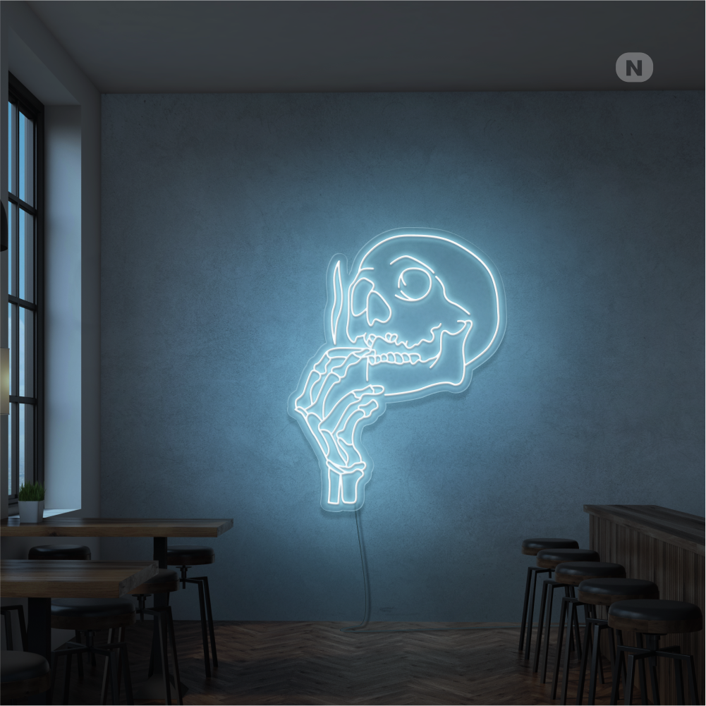 Neonskylt Rökning Dödskalle Huvud