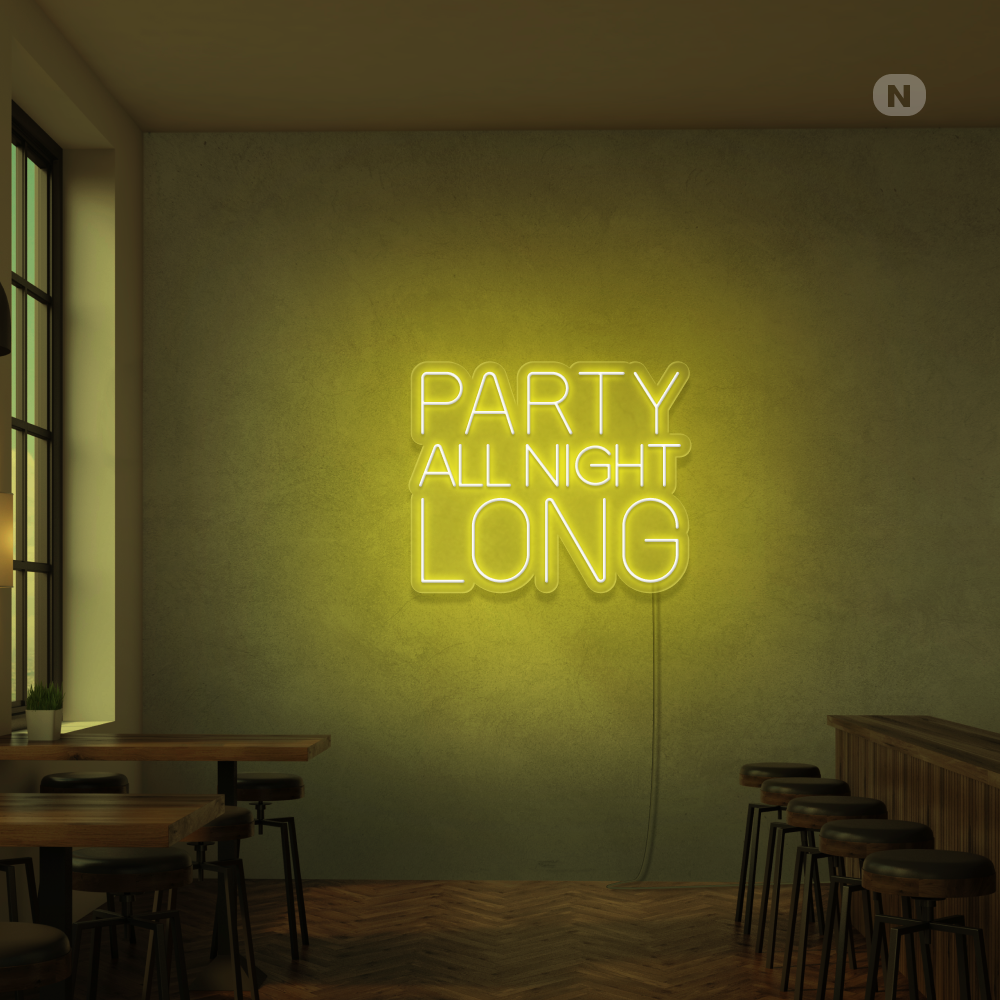 Neonskylt Party All Night Long