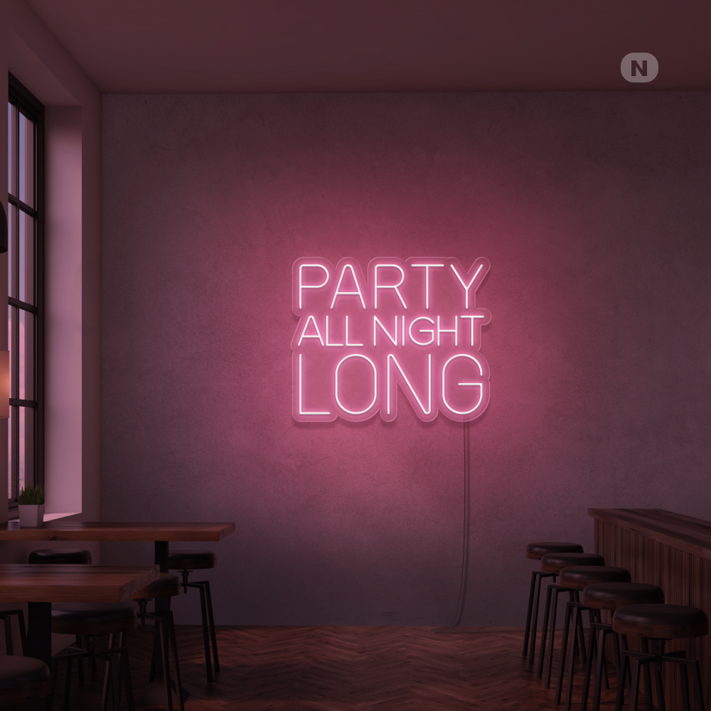Neonskylt Party All Night Long