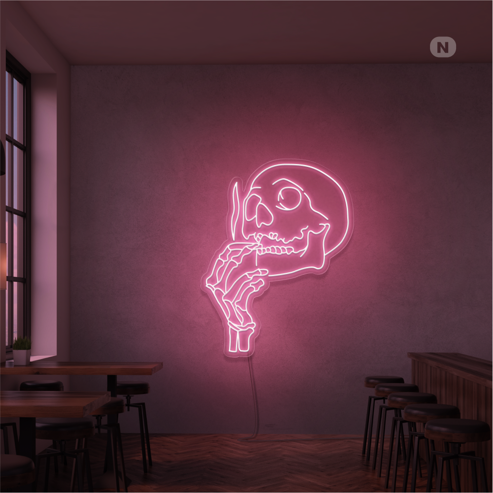 Neonskylt Rökning Dödskalle Huvud