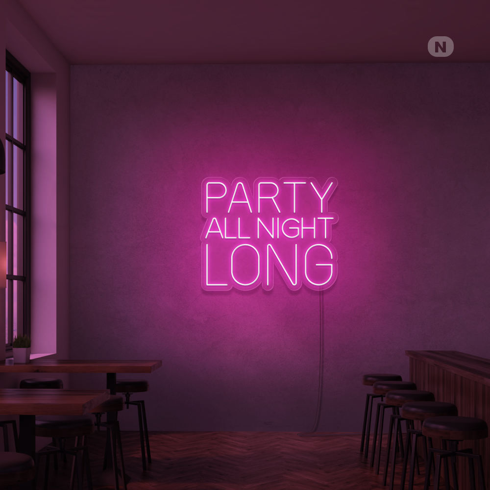 Neonskylt Party All Night Long