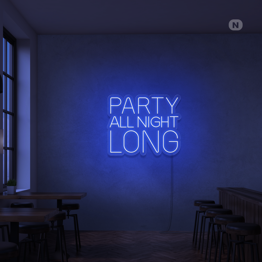 Neonskylt Party All Night Long