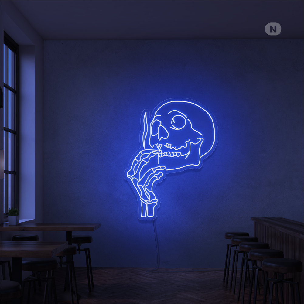 Neonskylt Rökning Dödskalle Huvud