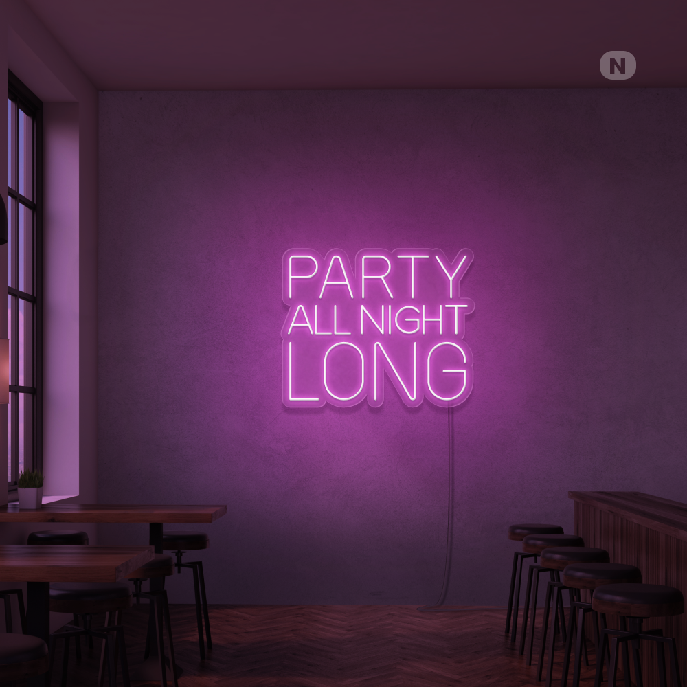 Neonskylt Party All Night Long