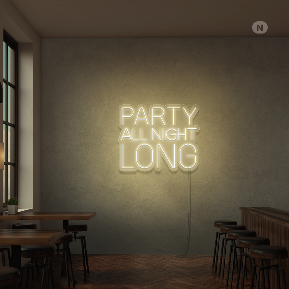 Neonskylt Party All Night Long