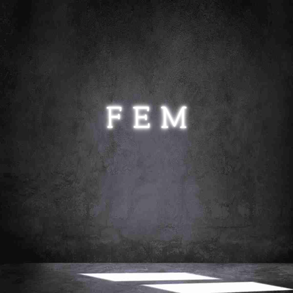 Anpassad neon: F E M