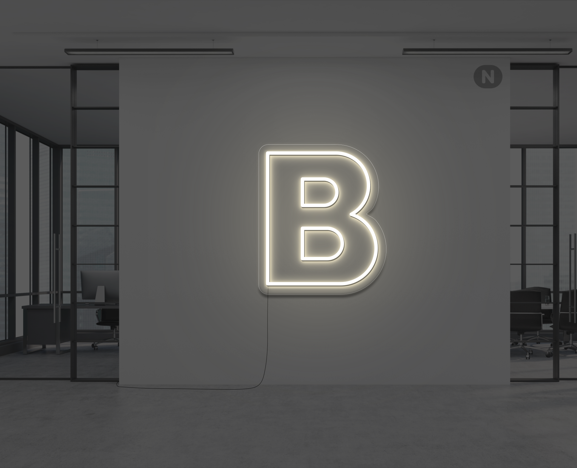 neon-bokstav-b-varm-vit
