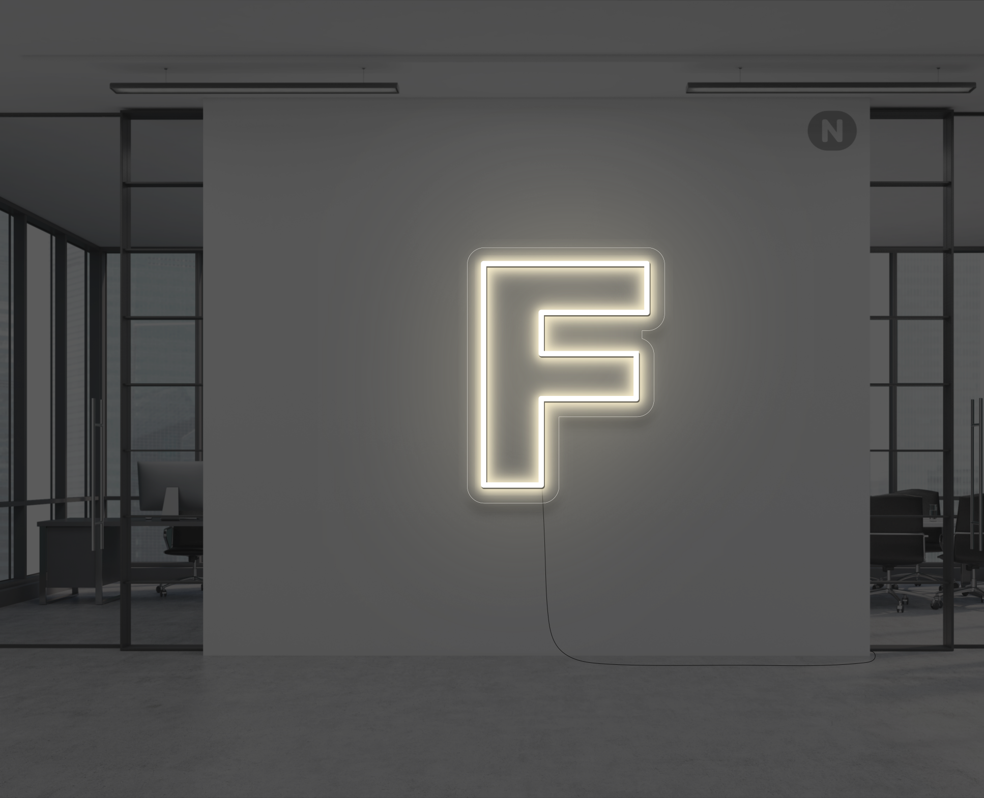 neon-bokstav-f-varm-vit