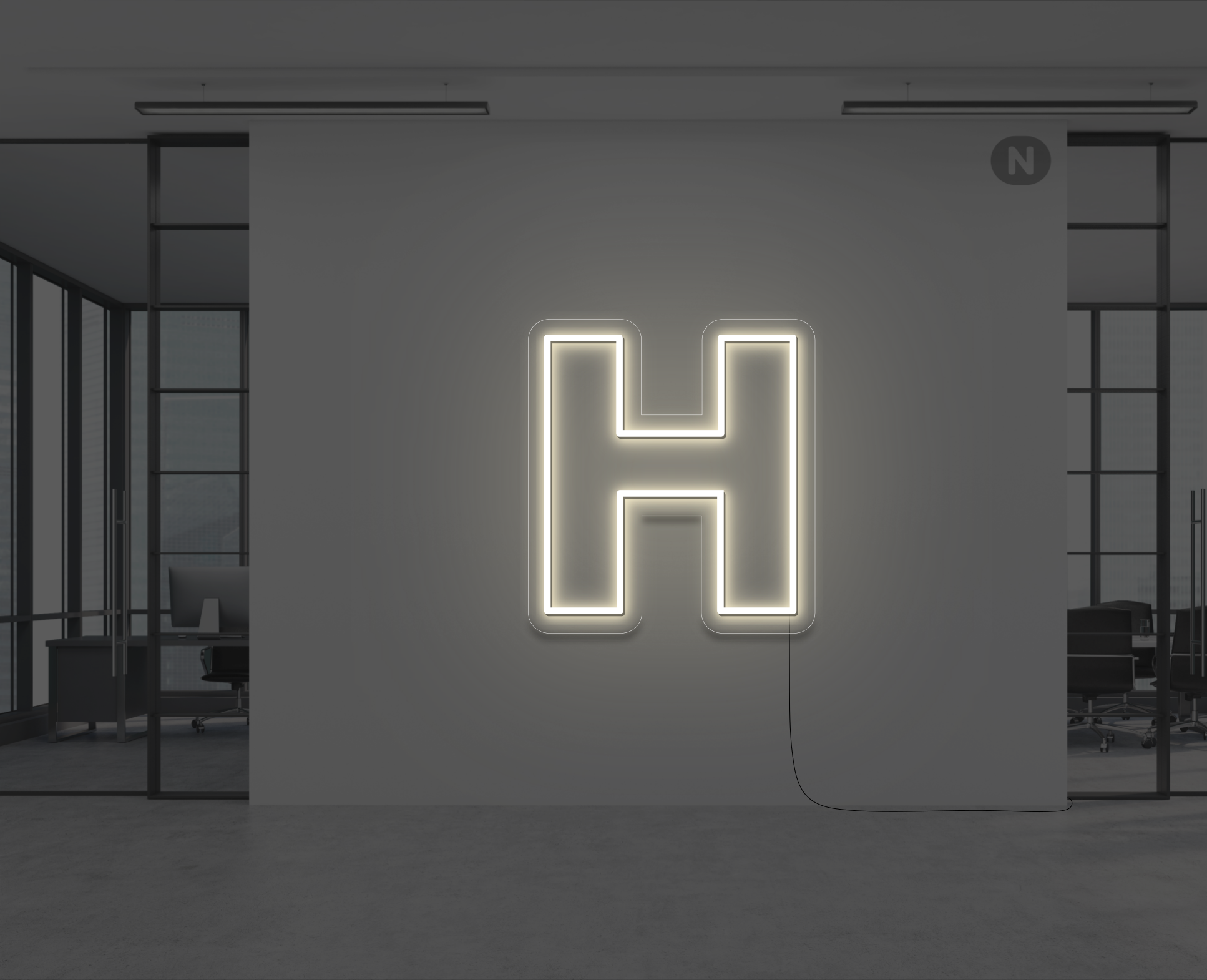 neon-bokstav-h-varm-vit
