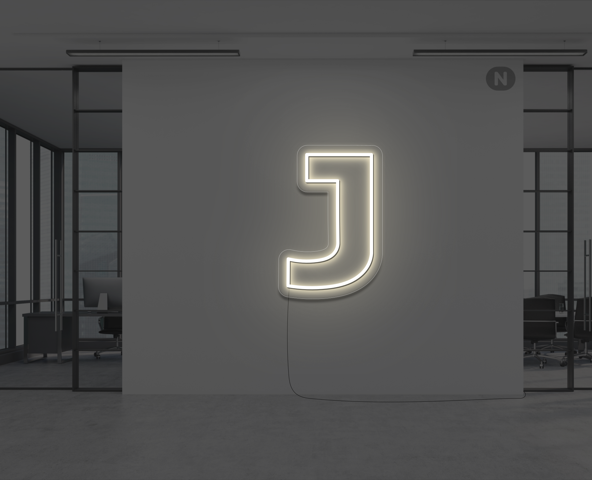 neon-bokstav-j-varm-vit