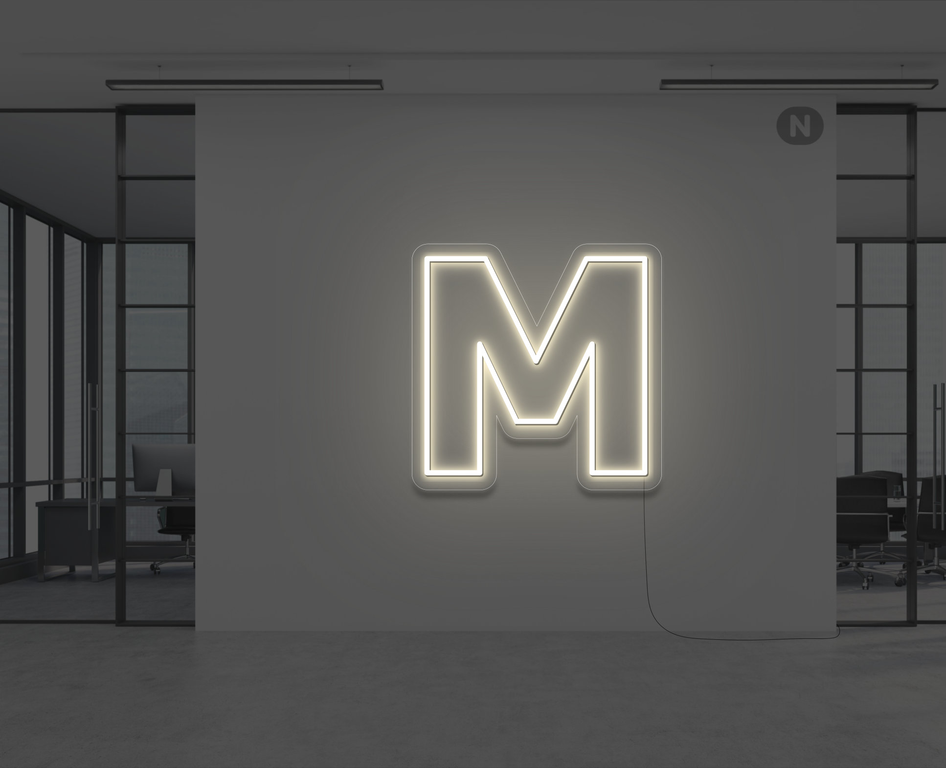 neon-bokstav-m-varm-vit