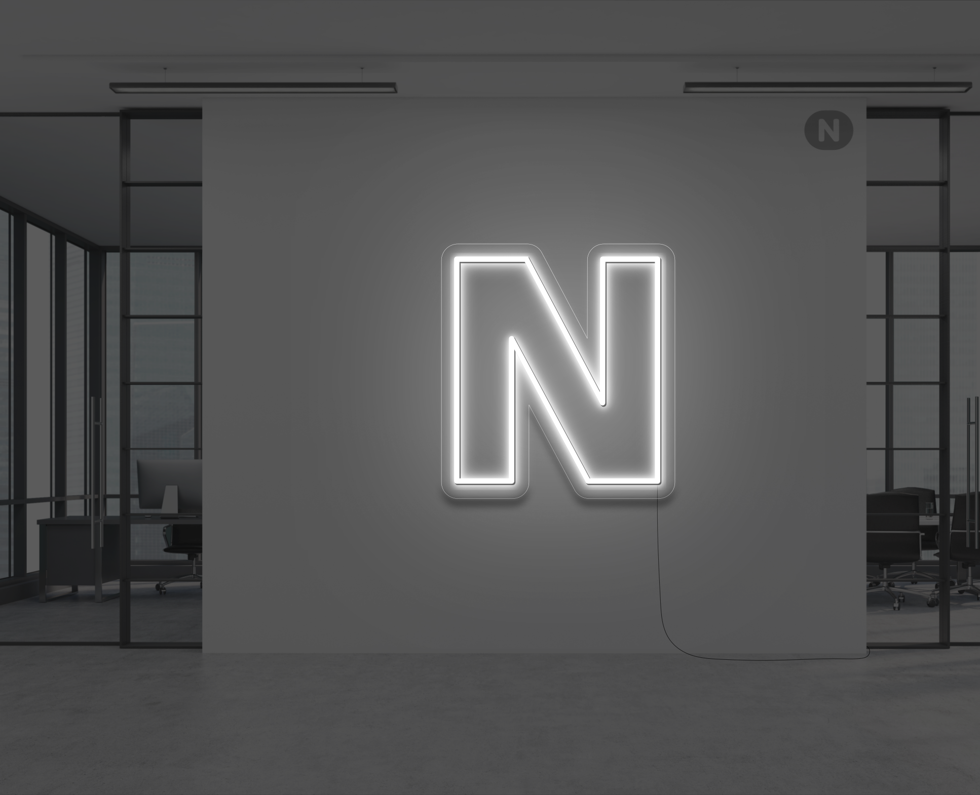 neon-bokstav-n-vit