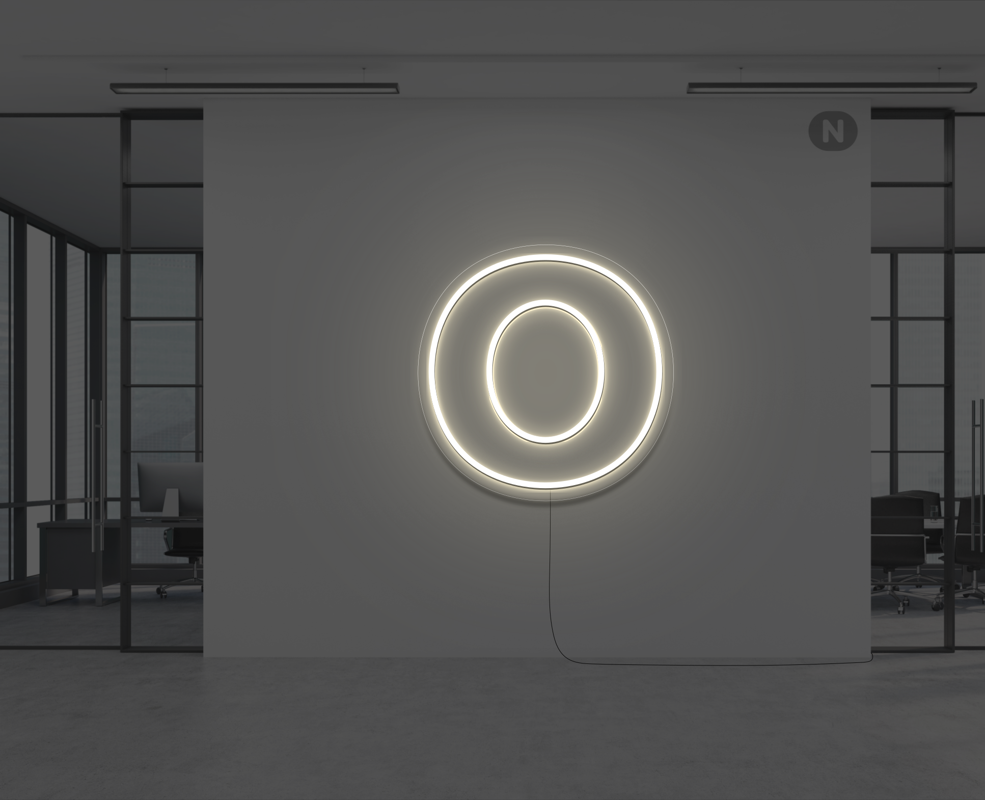 neon-bokstav-o-varm-vit