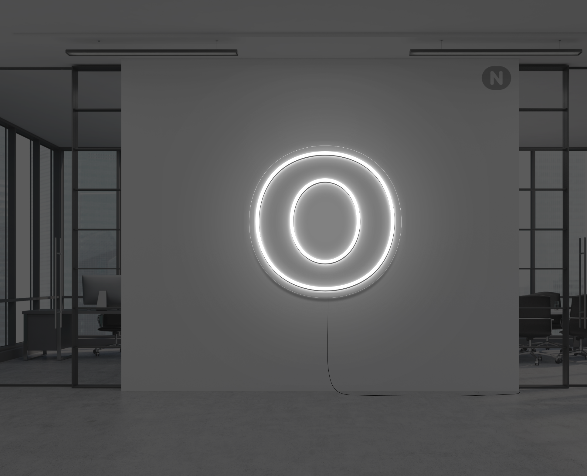 neon-bokstav-o-vit