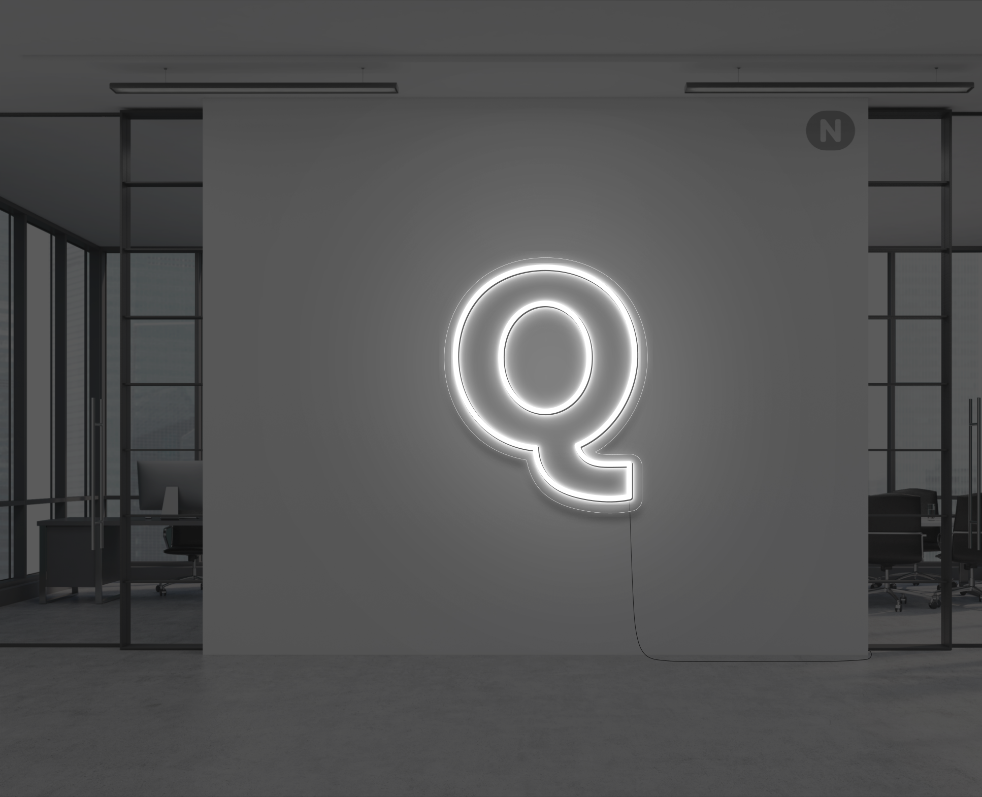 neon-bokstav-q-vit