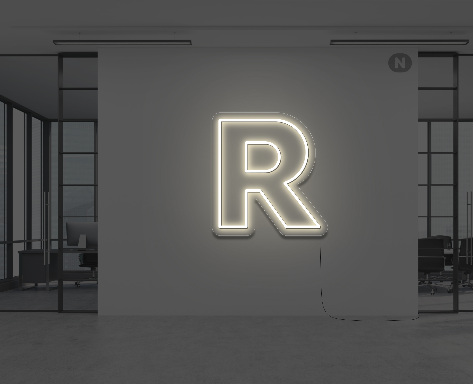 neon-bokstav-r-varm-vit