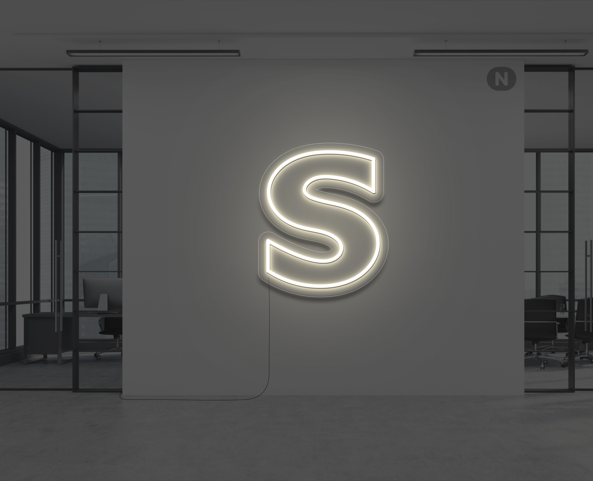 neon-bokstav-s-varm-vit