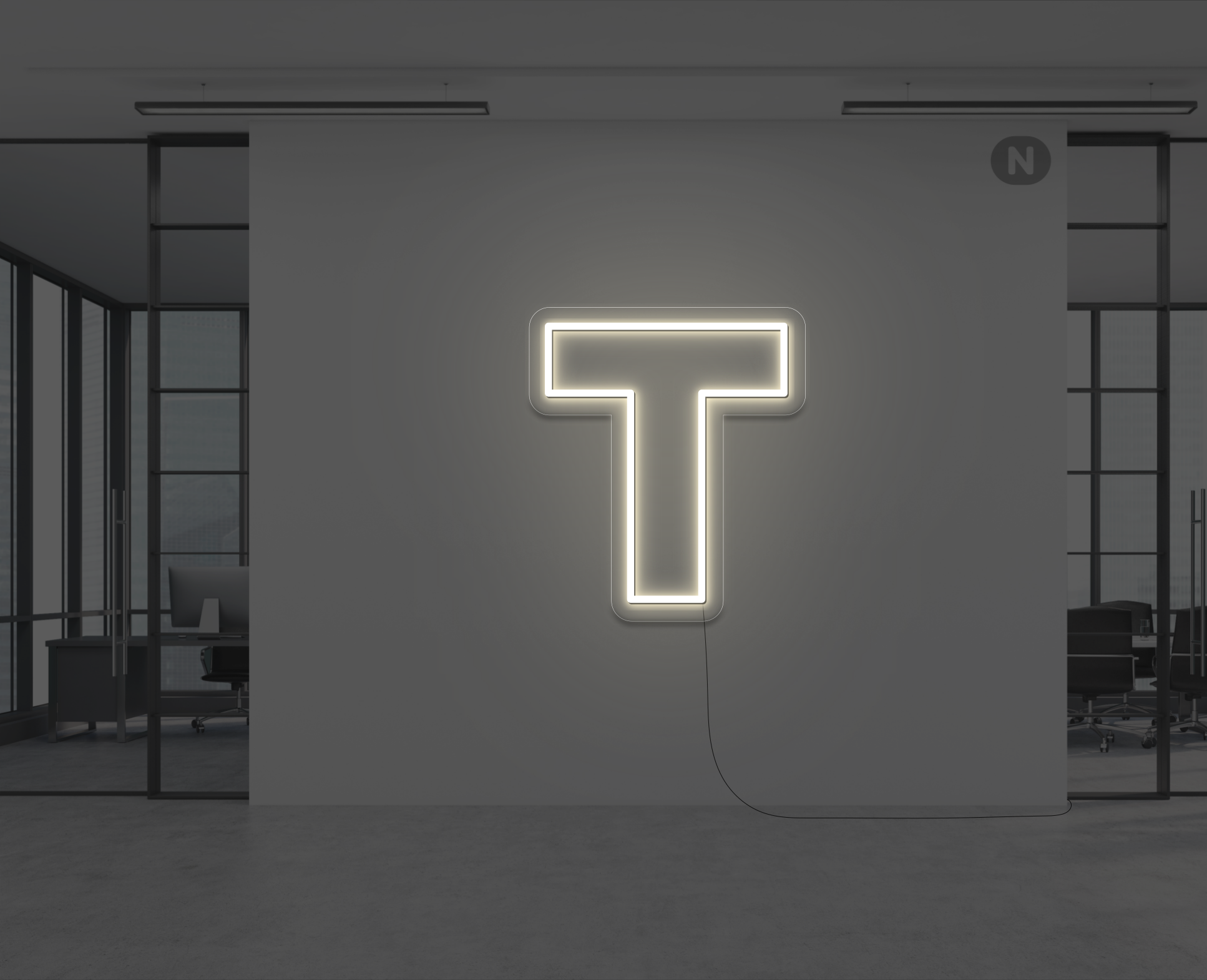 neon-bokstav-t-varm-vit