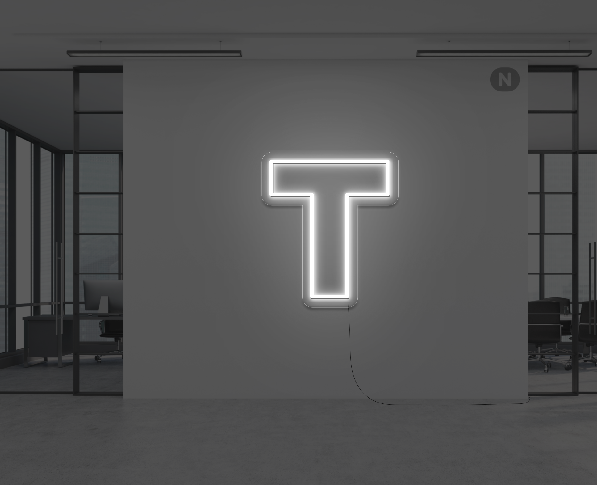 neon-bokstav-t-vit