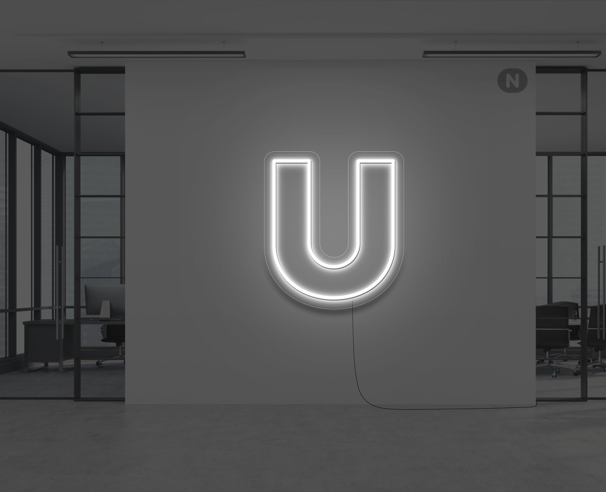 neon-bokstav-u-vit