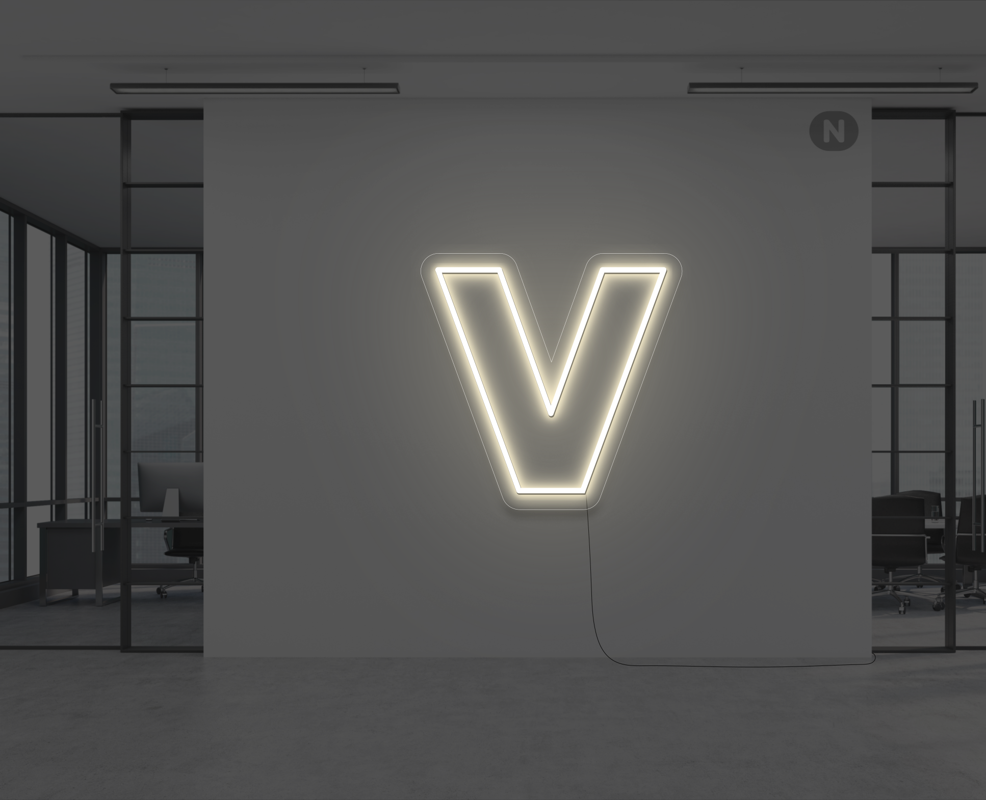 neon-bokstav-v-varm-vit