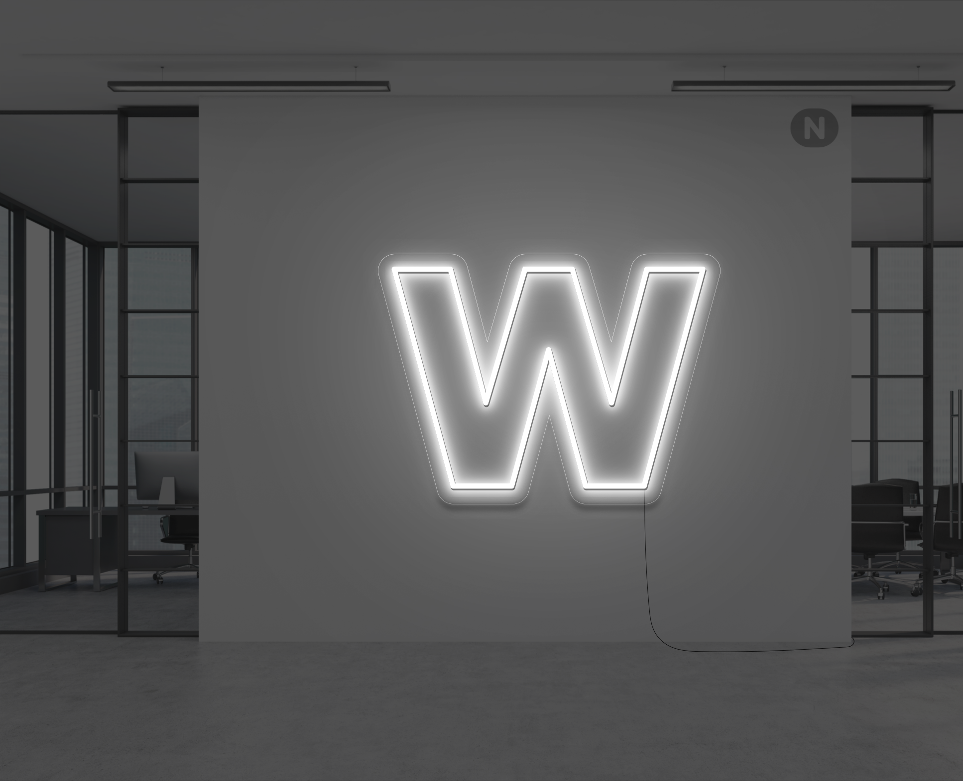 neon-bokstav-w-vit
