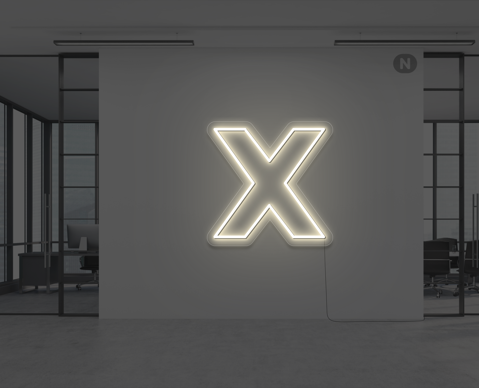 neon-bokstav-x-varm-vit