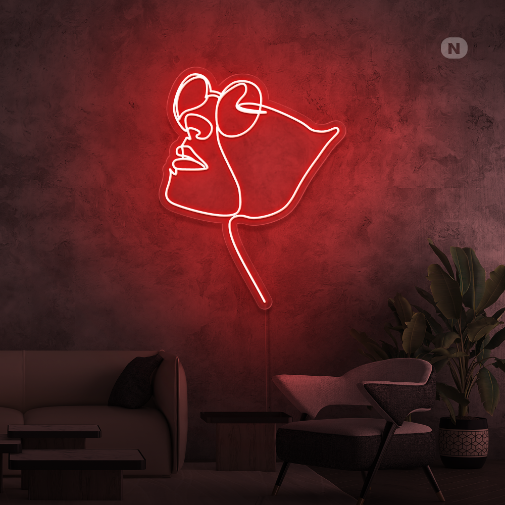 Neonskylt Ansikte med glasögon