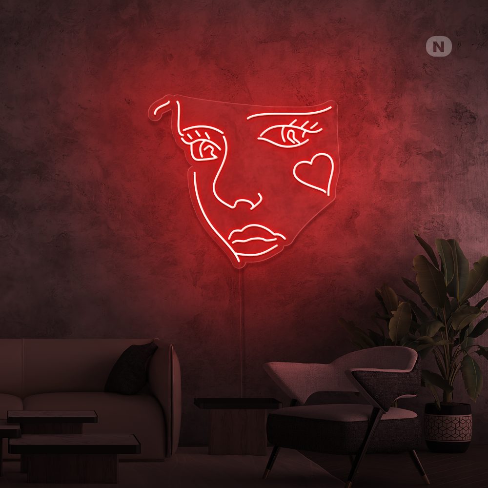 Neonskylt Jokerns ansikte