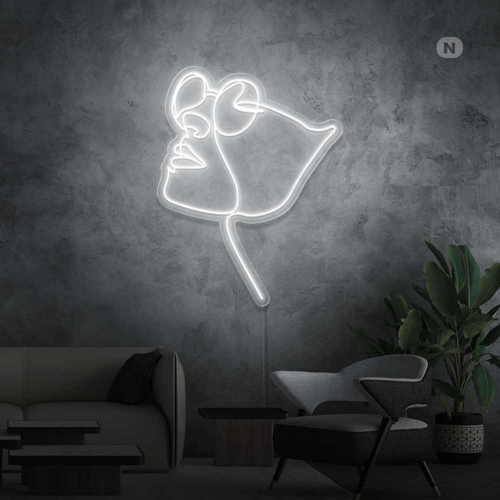 Neonskylt Ansikte med glasögon