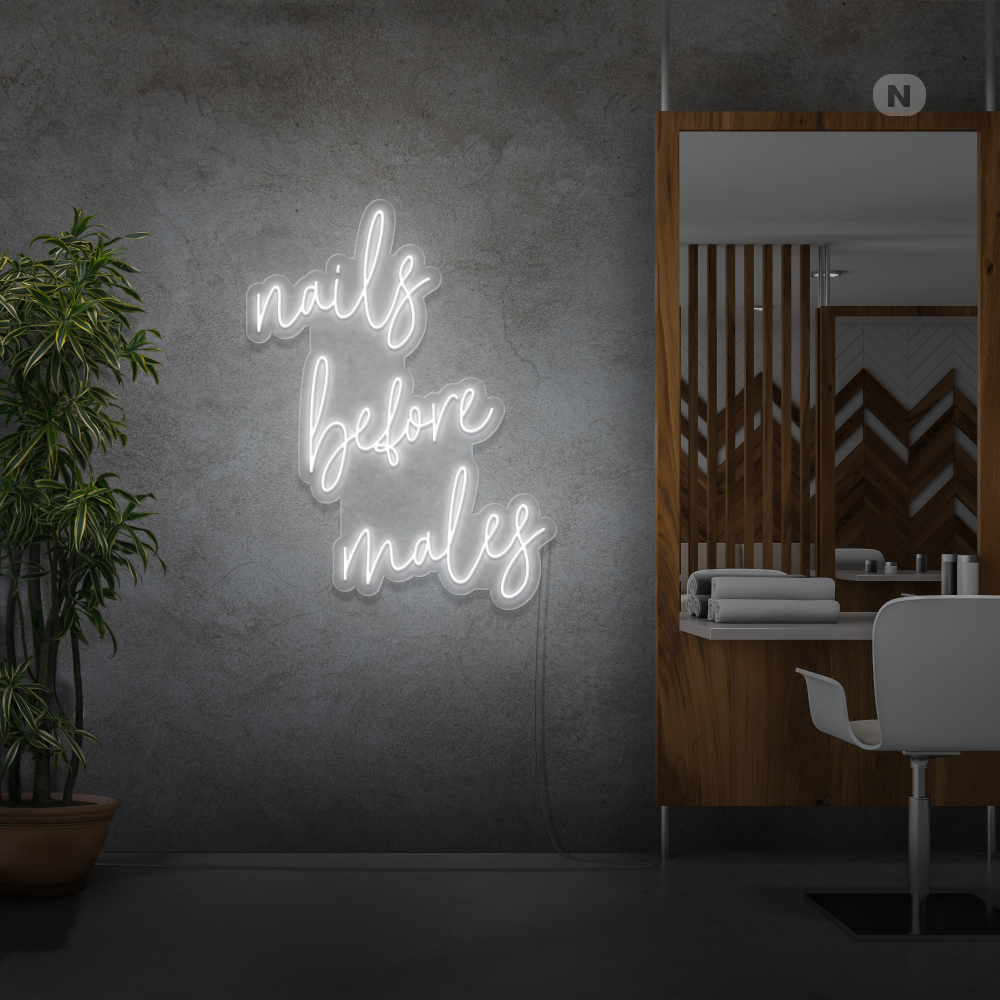 Neonskylt nails before males