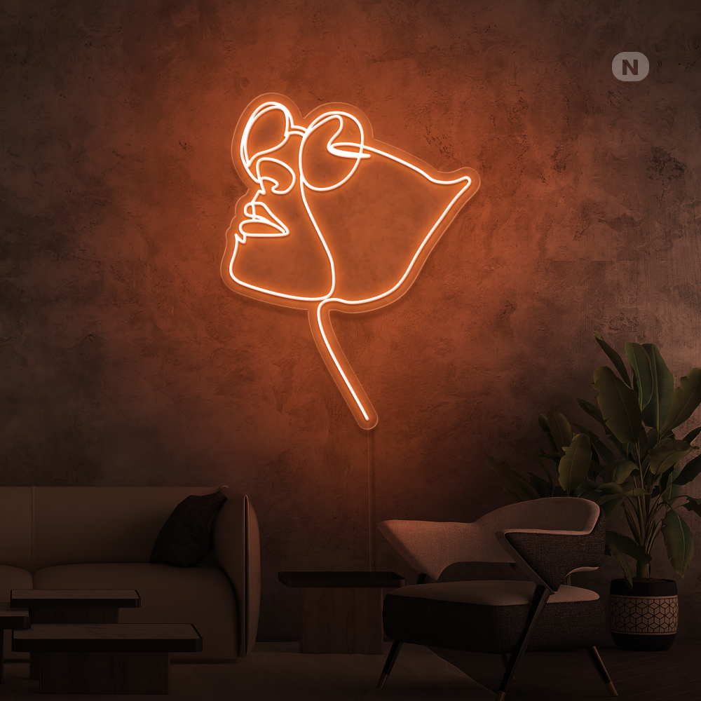 Neonskylt Ansikte med glasögon