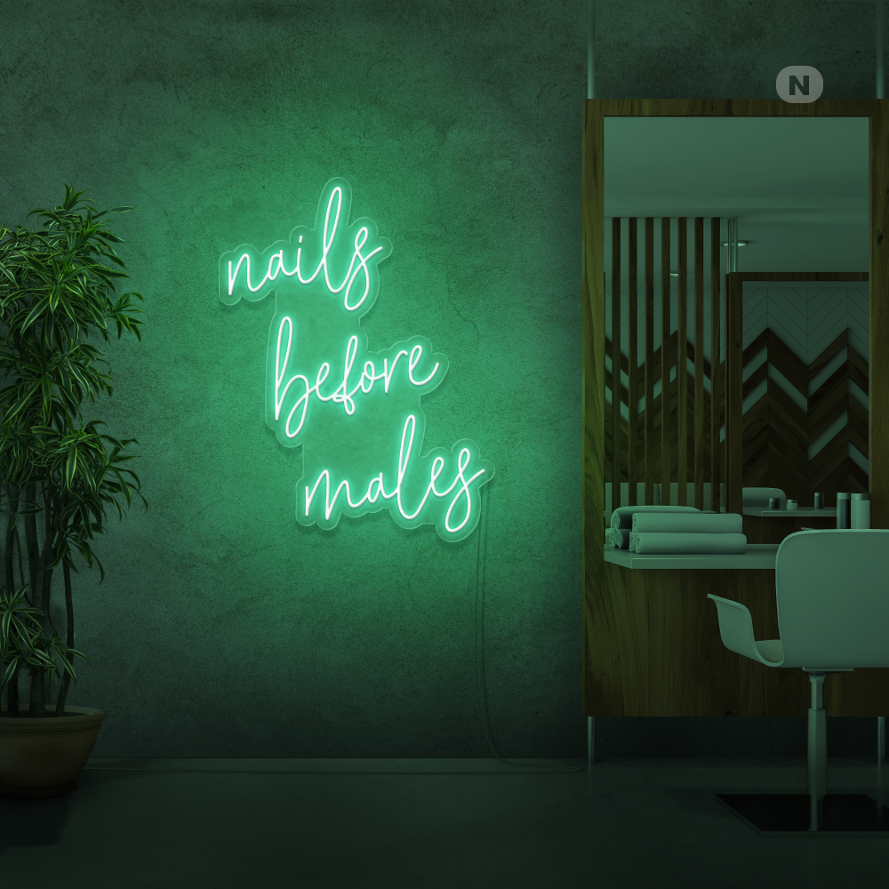 Neonskylt nails before males