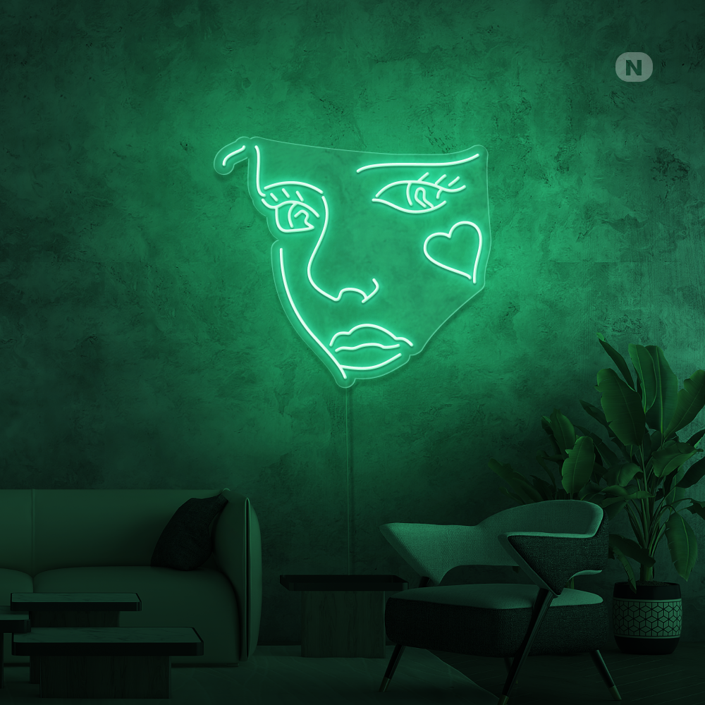 Neonskylt Jokerns ansikte
