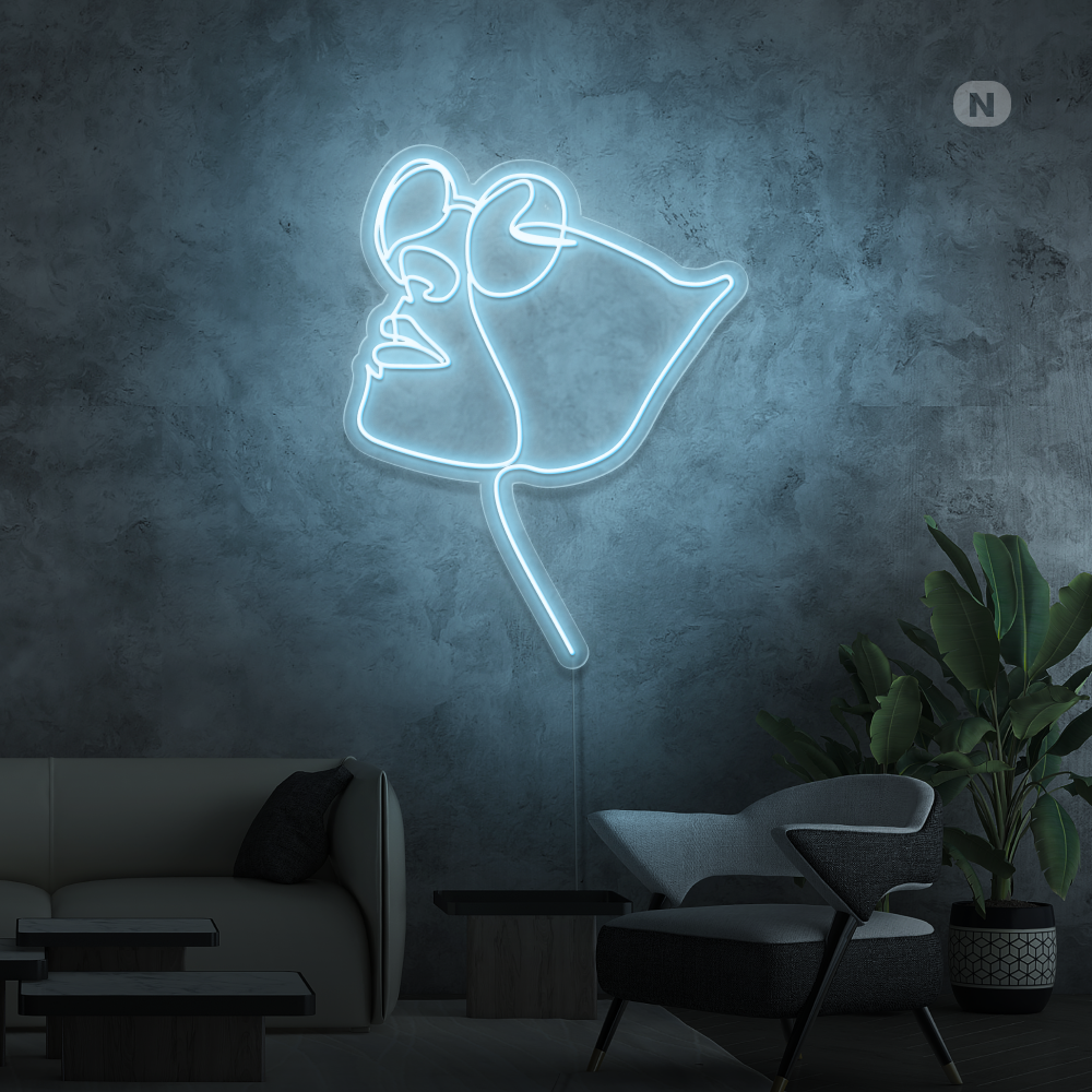 Neonskylt Ansikte med glasögon