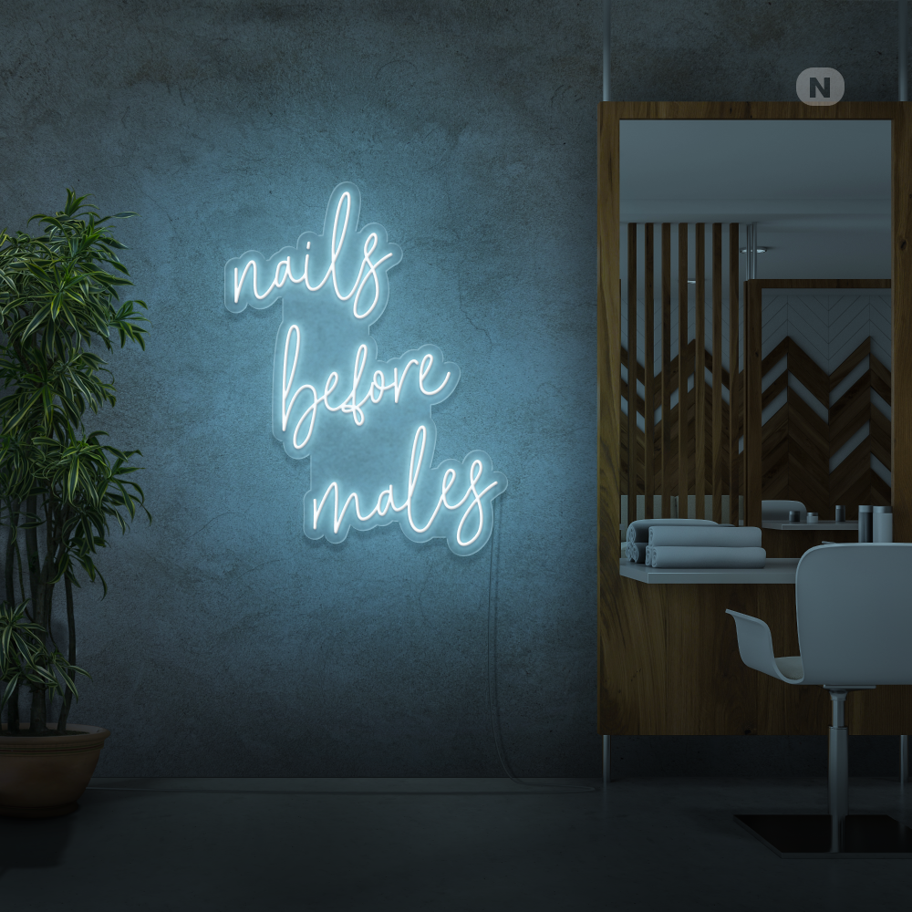 Neonskylt nails before males