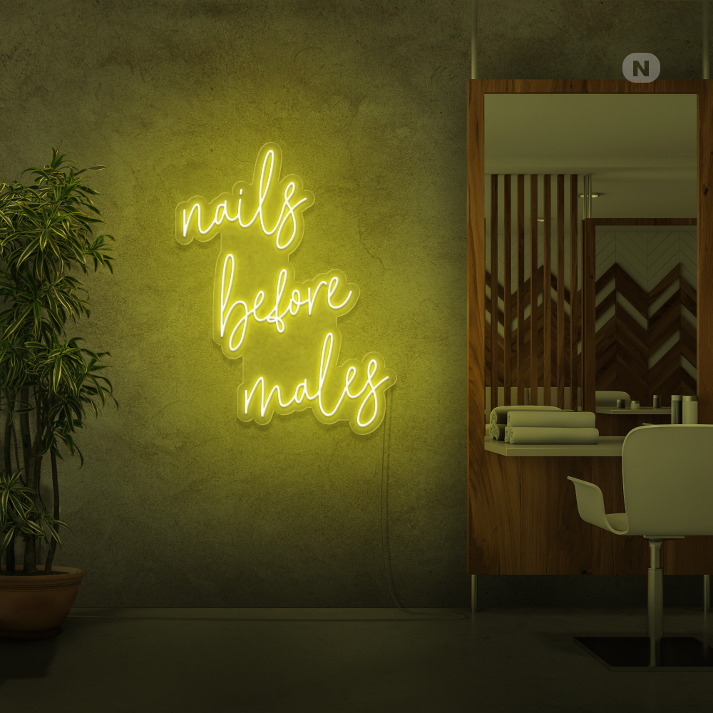 Neonskylt nails before males