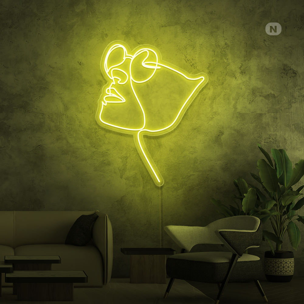 Neonskylt Ansikte med glasögon