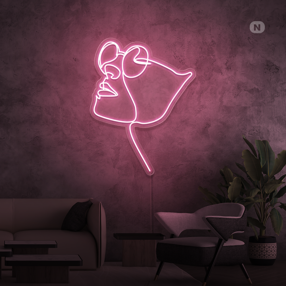 Neonskylt Ansikte med glasögon