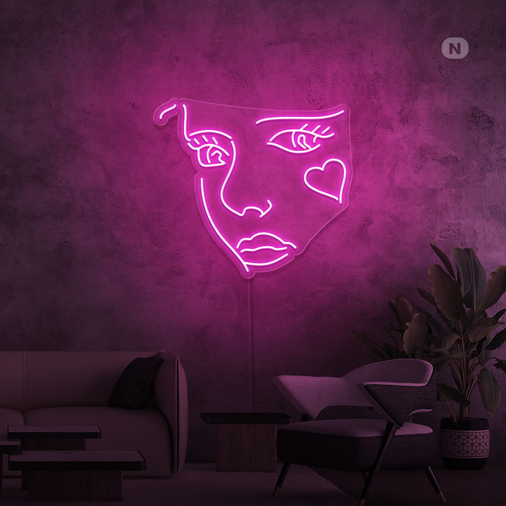 Neonskylt Jokerns ansikte