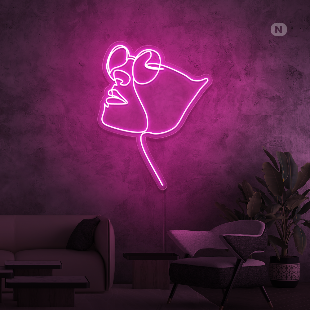 Neonskylt Ansikte med glasögon