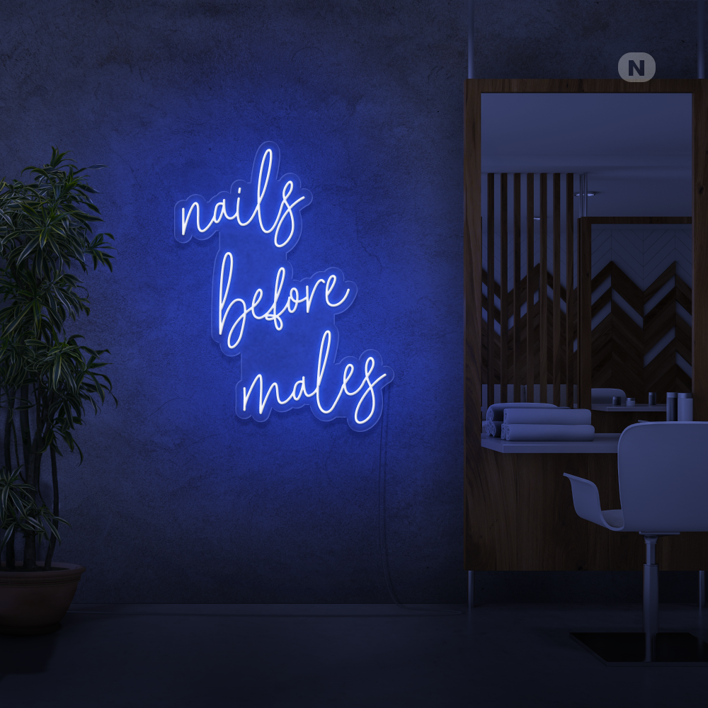 Neonskylt nails before males