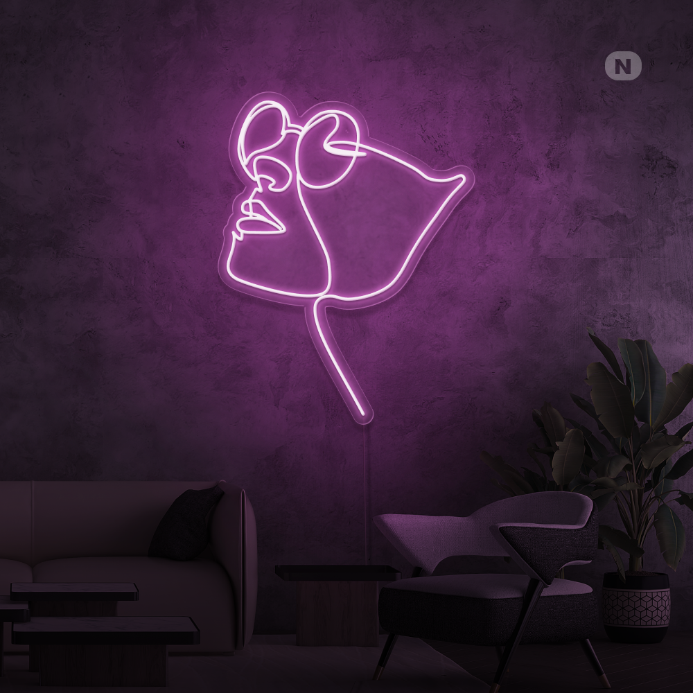 Neonskylt Ansikte med glasögon