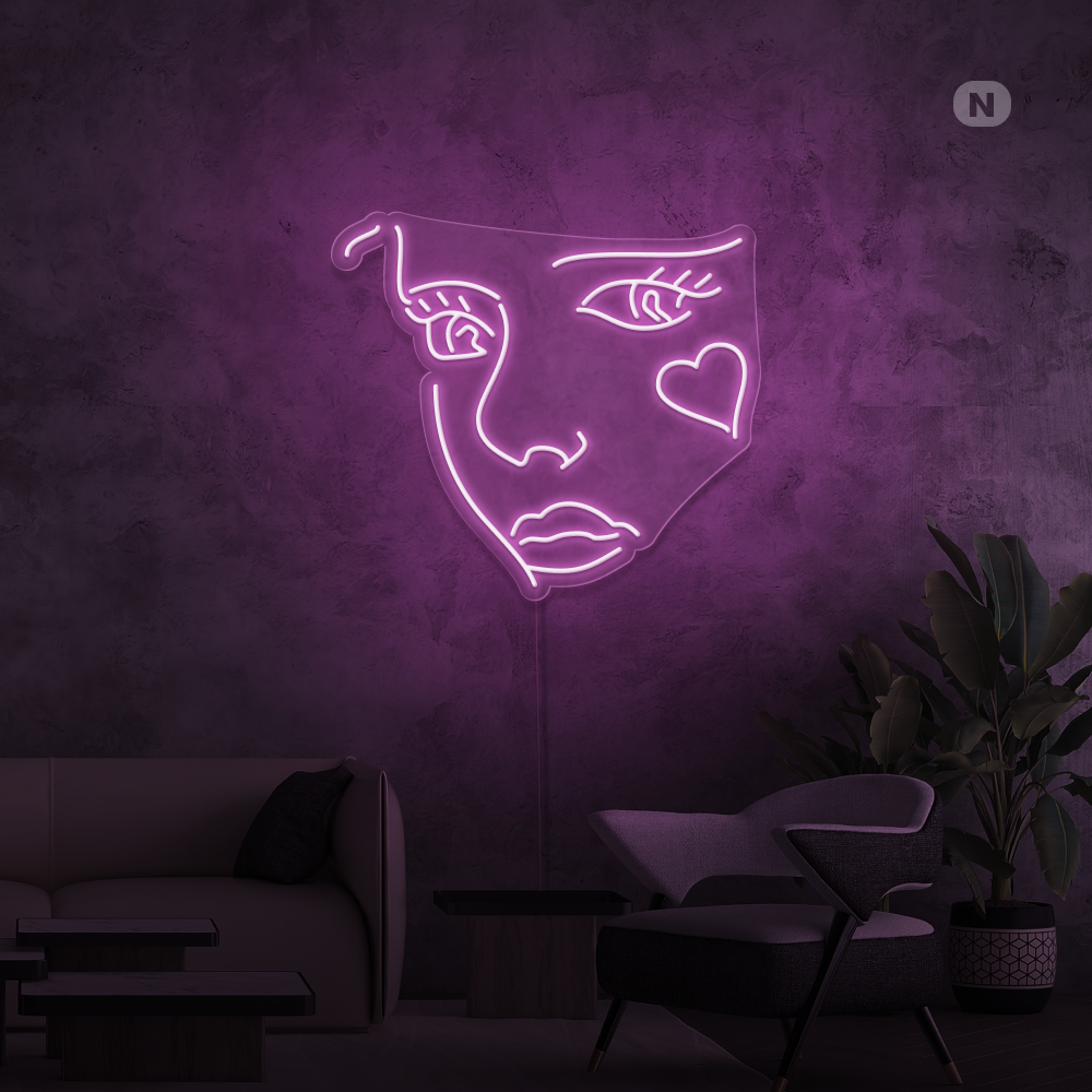 Neonskylt Jokerns ansikte