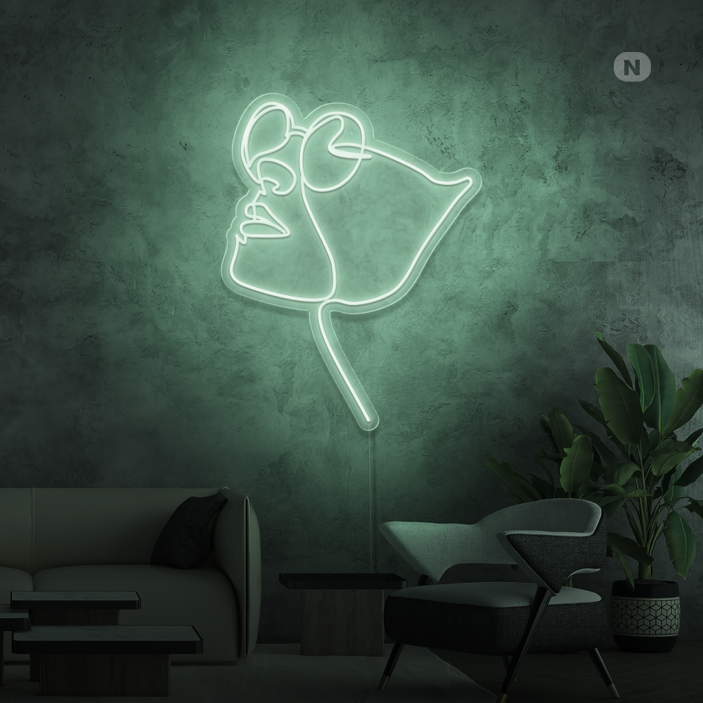 Neonskylt Ansikte med glasögon