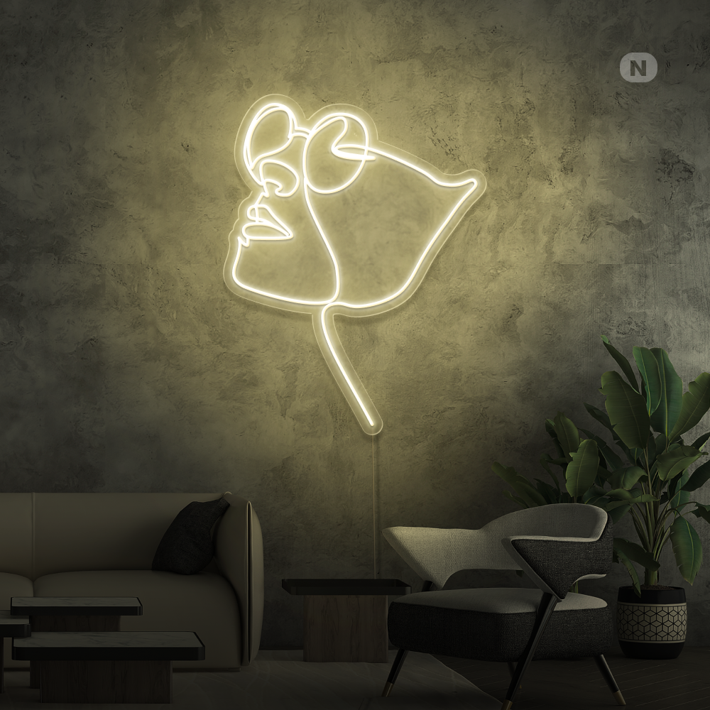 Neonskylt Ansikte med glasögon