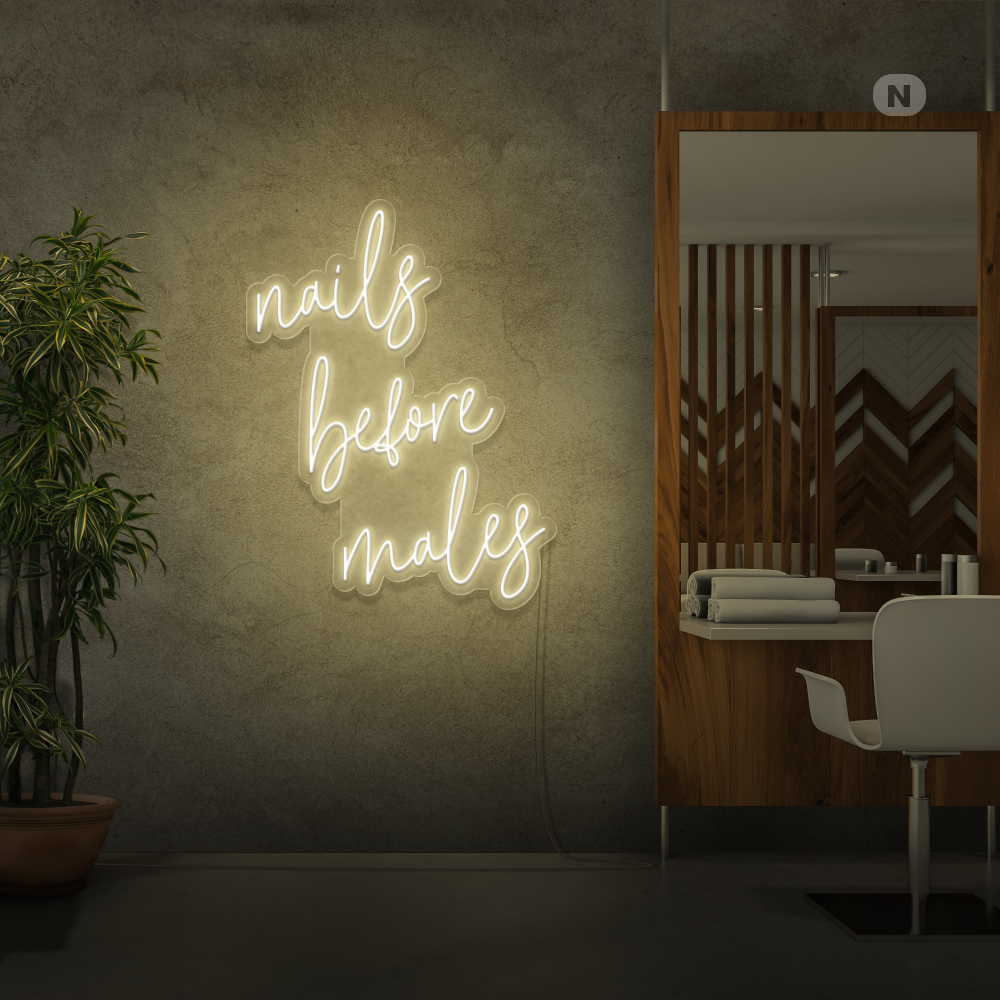 Neonskylt nails before males